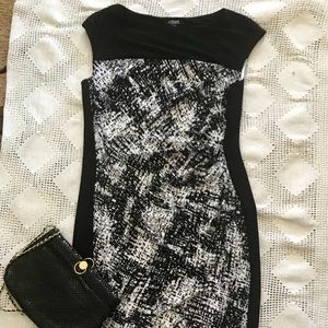 CHAPS Black & White Sheath Dress Size L